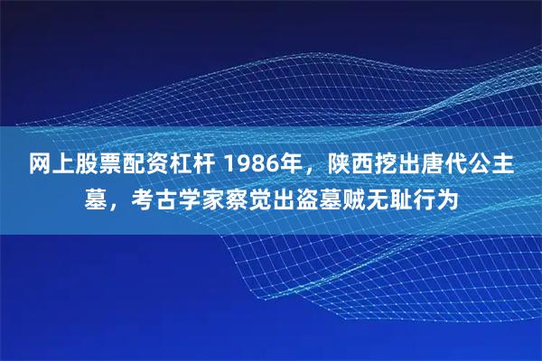 网上股票配资杠杆 1986年，陕西挖出唐代公主墓，考古学家察觉出盗墓贼无耻行为